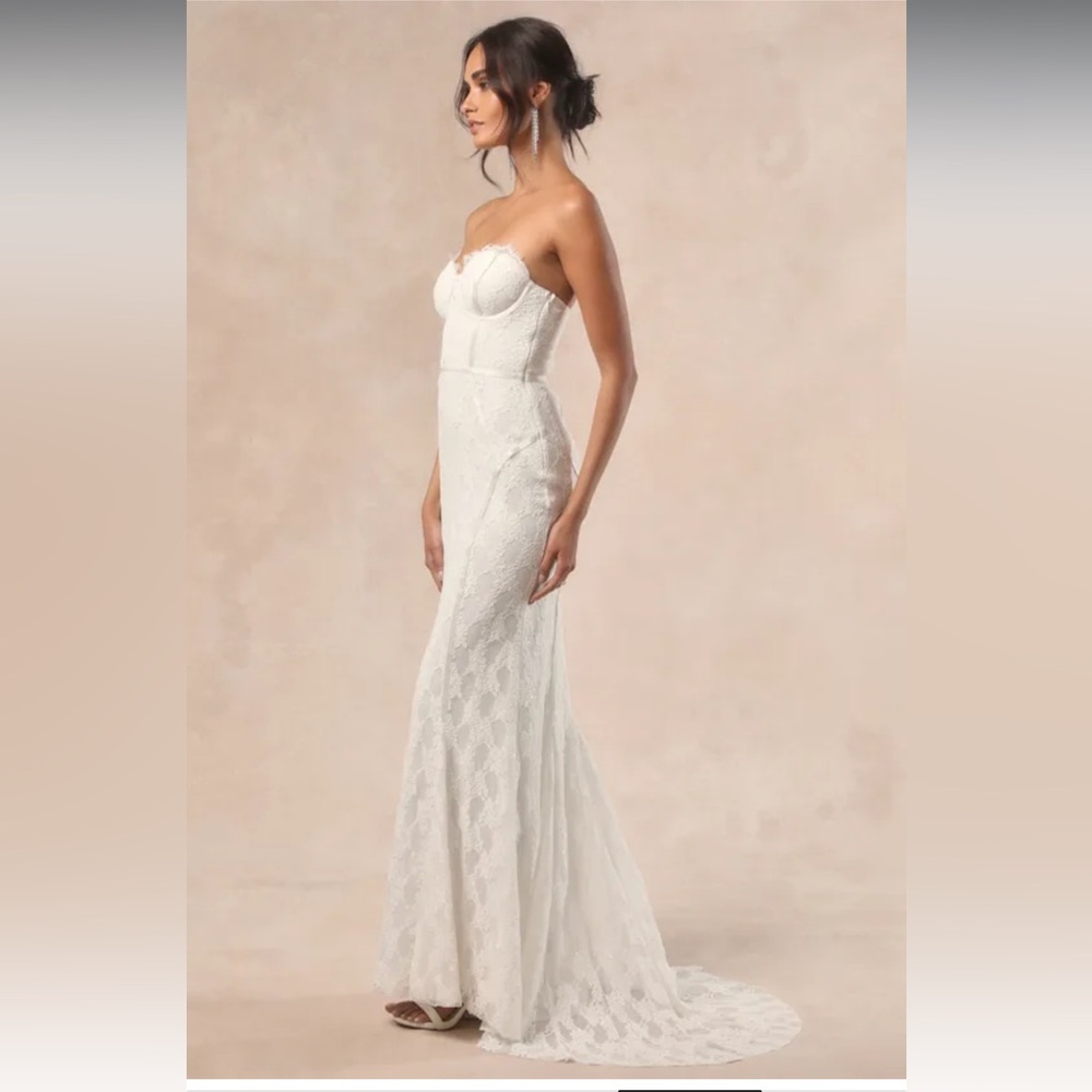 NWT- Imani Mermaid Bustier Lace Wedding Dress - Picture 1 of 17